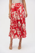 Falda de raso con estampado floral de línea A 252176