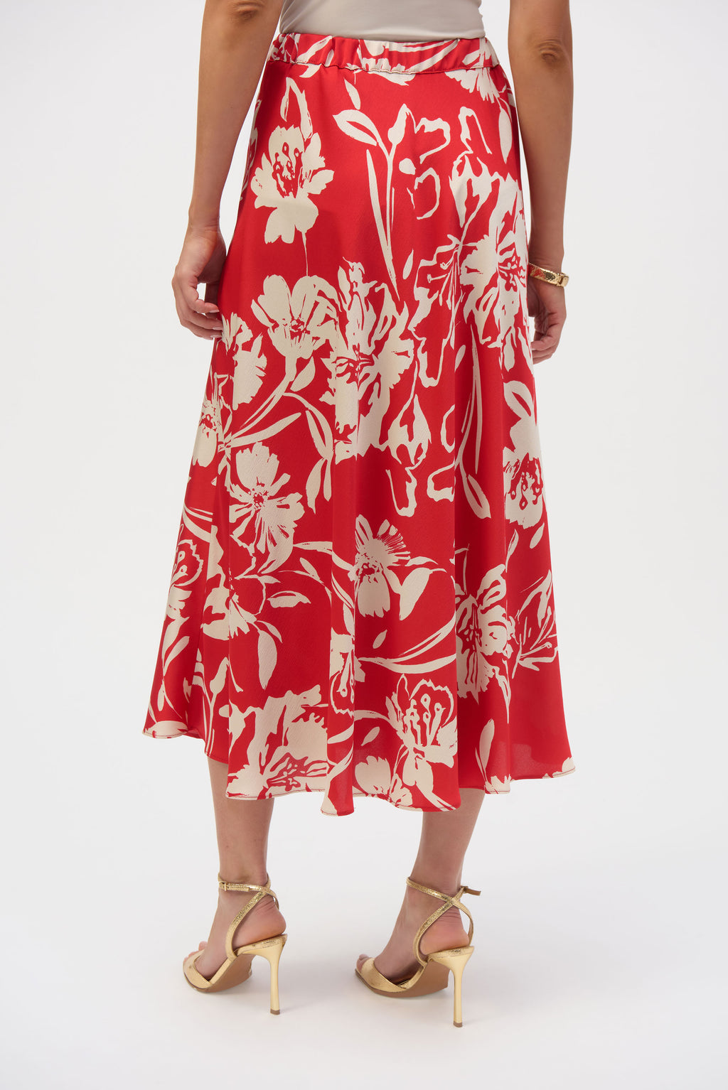 Falda de raso con estampado floral de línea A 252176