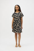 Vestido de línea A con estampado abstracto 252205