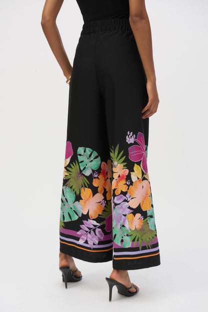 Pantalones de pierna ancha con estampado floral 252217