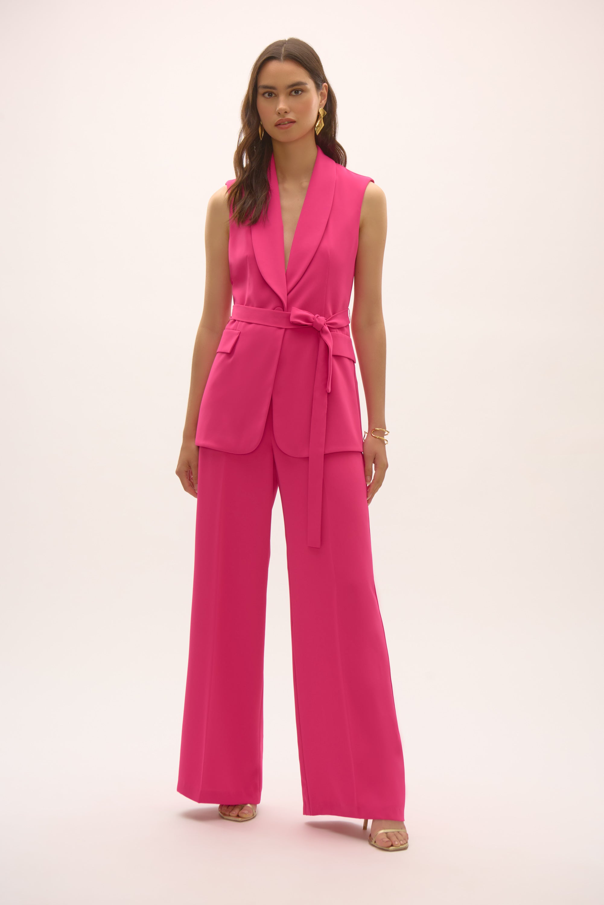Pantalones anchos de crepé rosa geranio 252710 | Signature