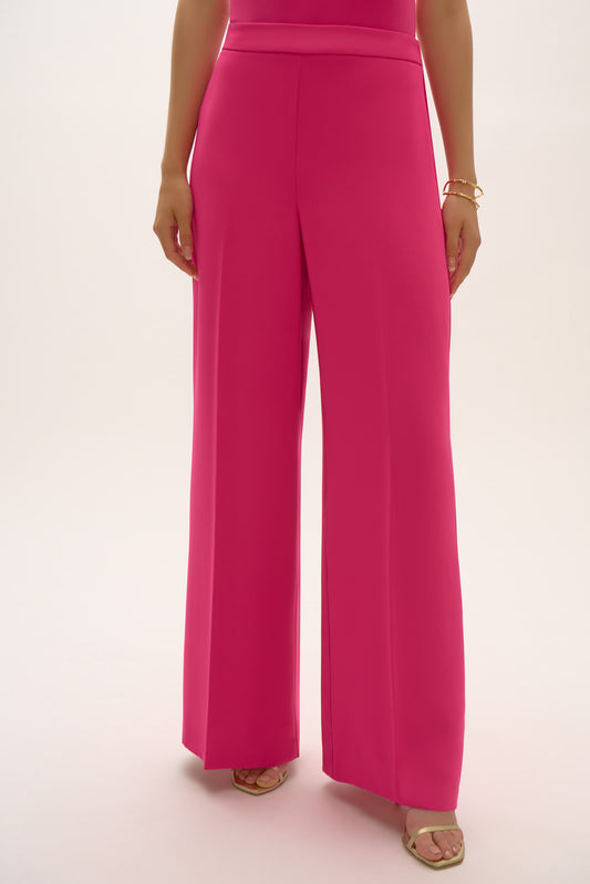 Pantalones anchos de crepé rosa geranio 252710 | Signature