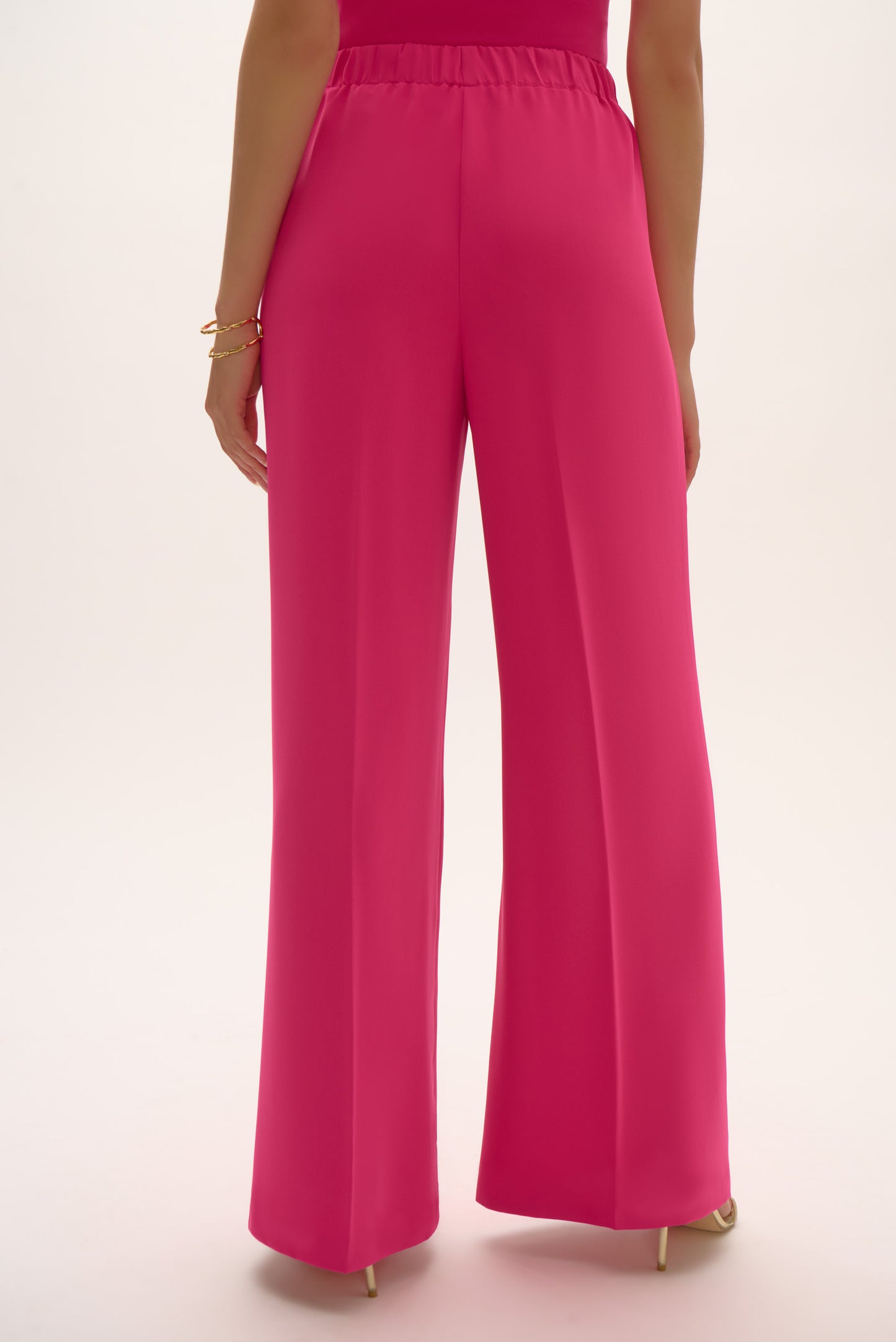 Pantalones anchos de crepé rosa geranio 252710 | Signature
