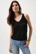 Blusa sin mangas metalizada con pedrería negro 252915CO