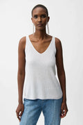 Blusa sin mangas metalizada con pedrería blanco 252915S2