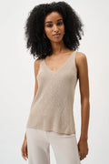 Blusa sin mangas metalizada con pedrería beige champagne 252915