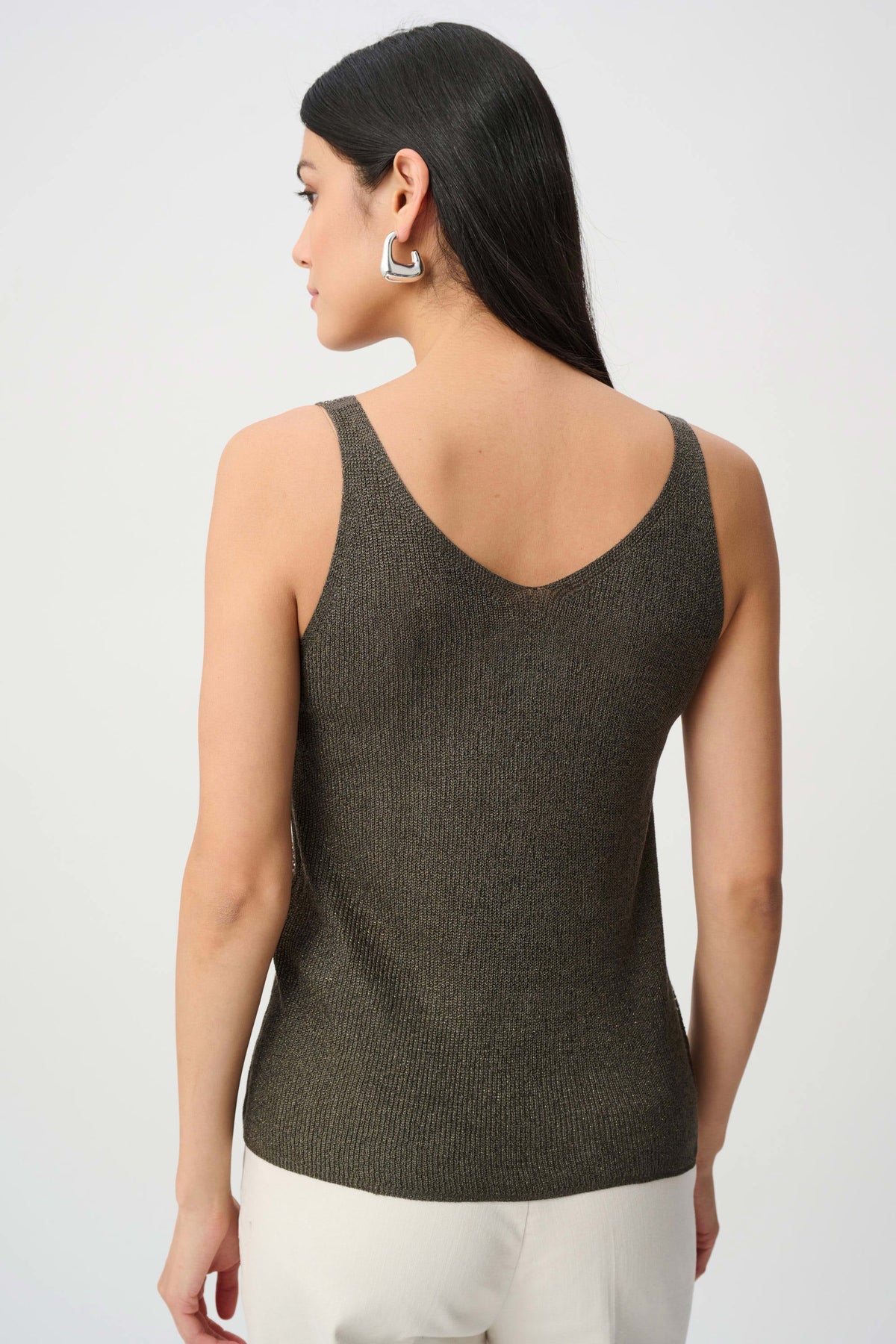 Blusa sin manga metalizada con pedrería verde aguacate 252915F2