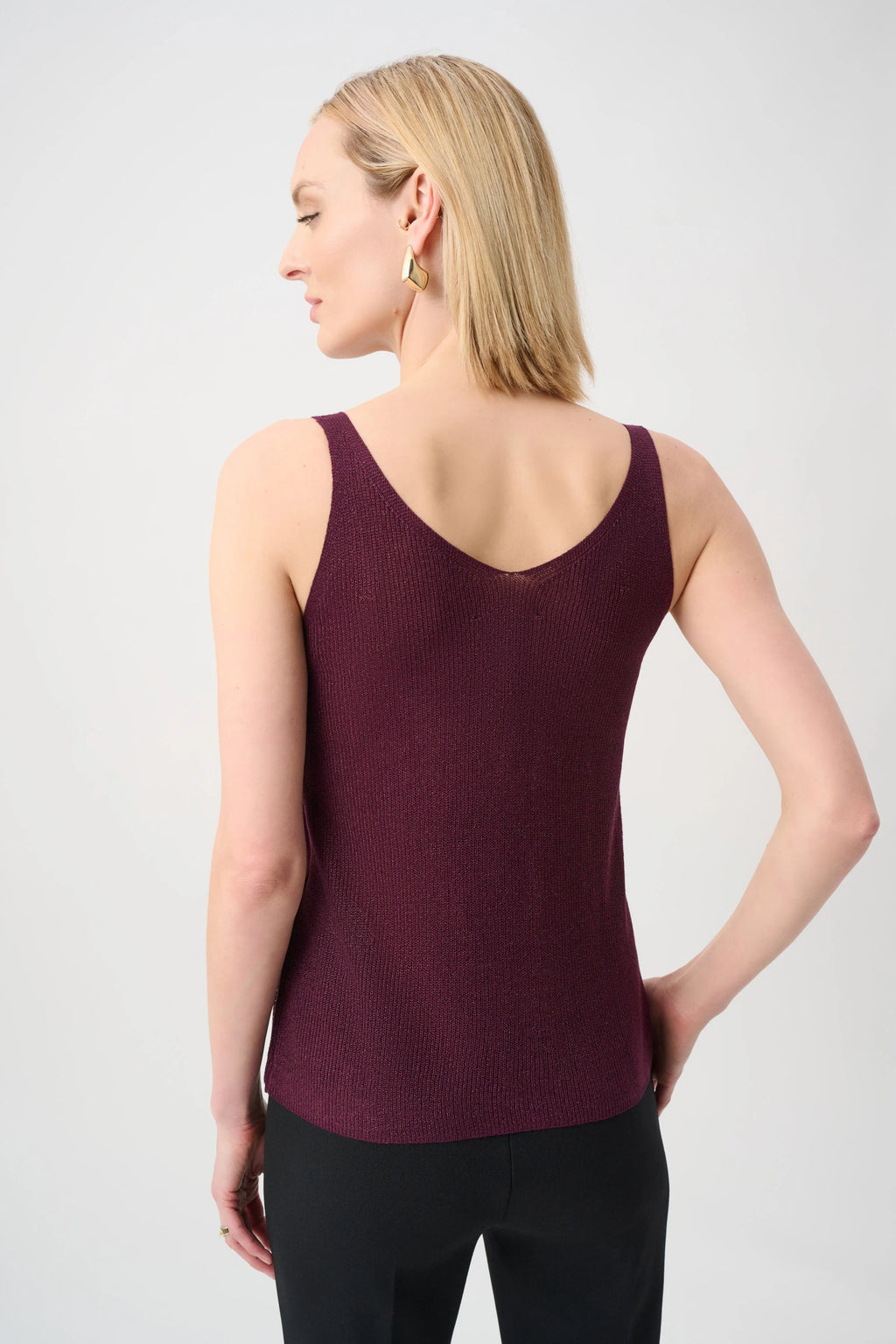 Blusa sin mangas metalizada con pedrería rojo baya 252915F2