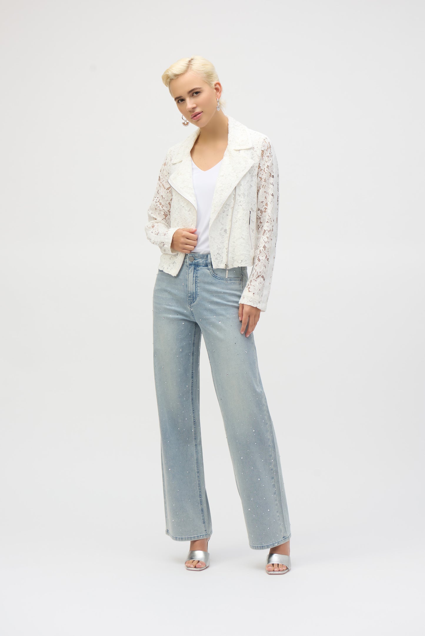 Chaqueta moto con encaje vainilla 252920