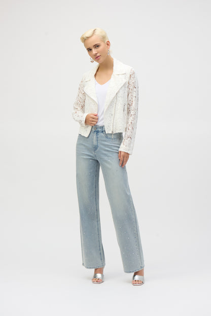 Chaqueta moto con encaje vainilla 252920