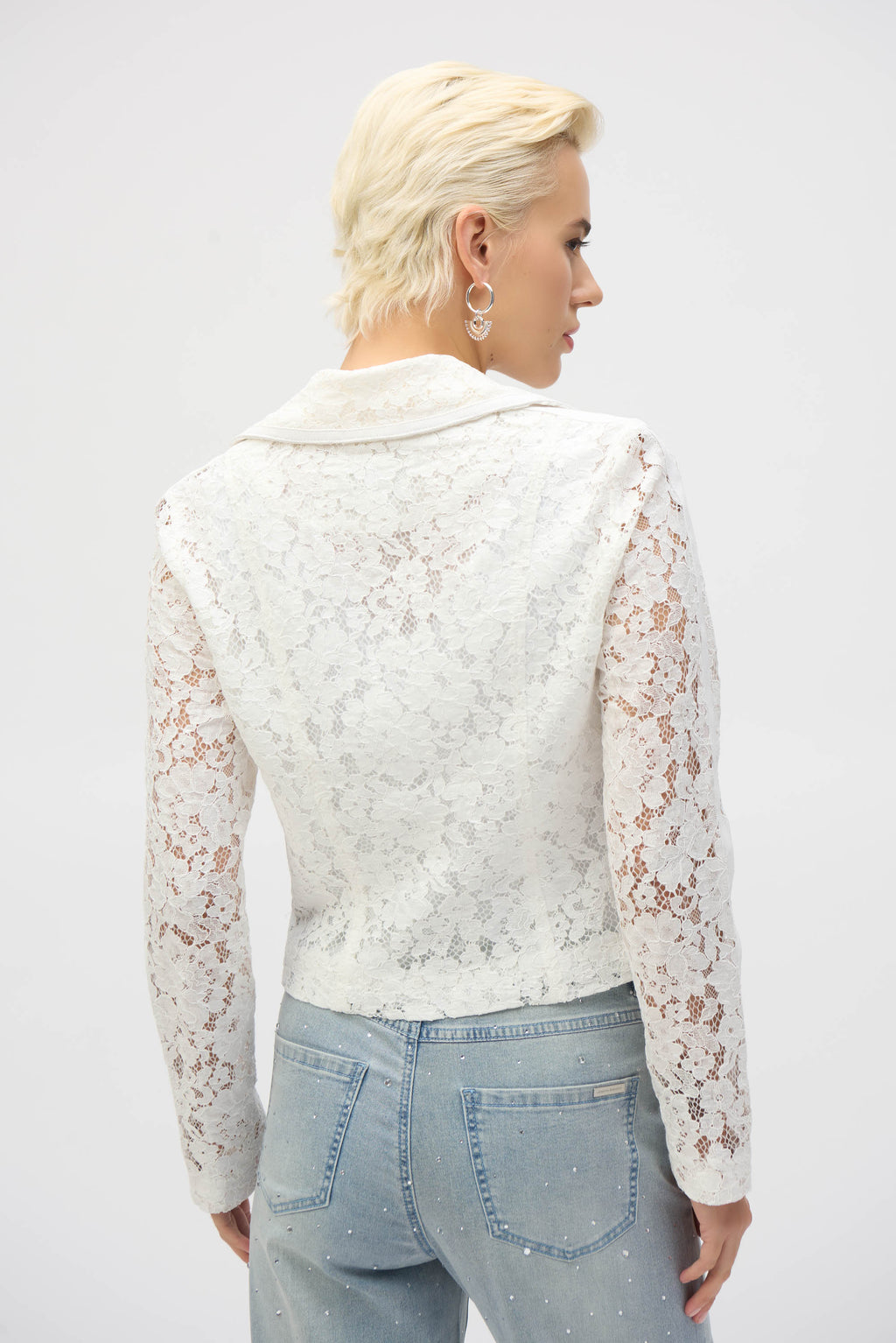 Chaqueta moto con encaje vainilla 252920