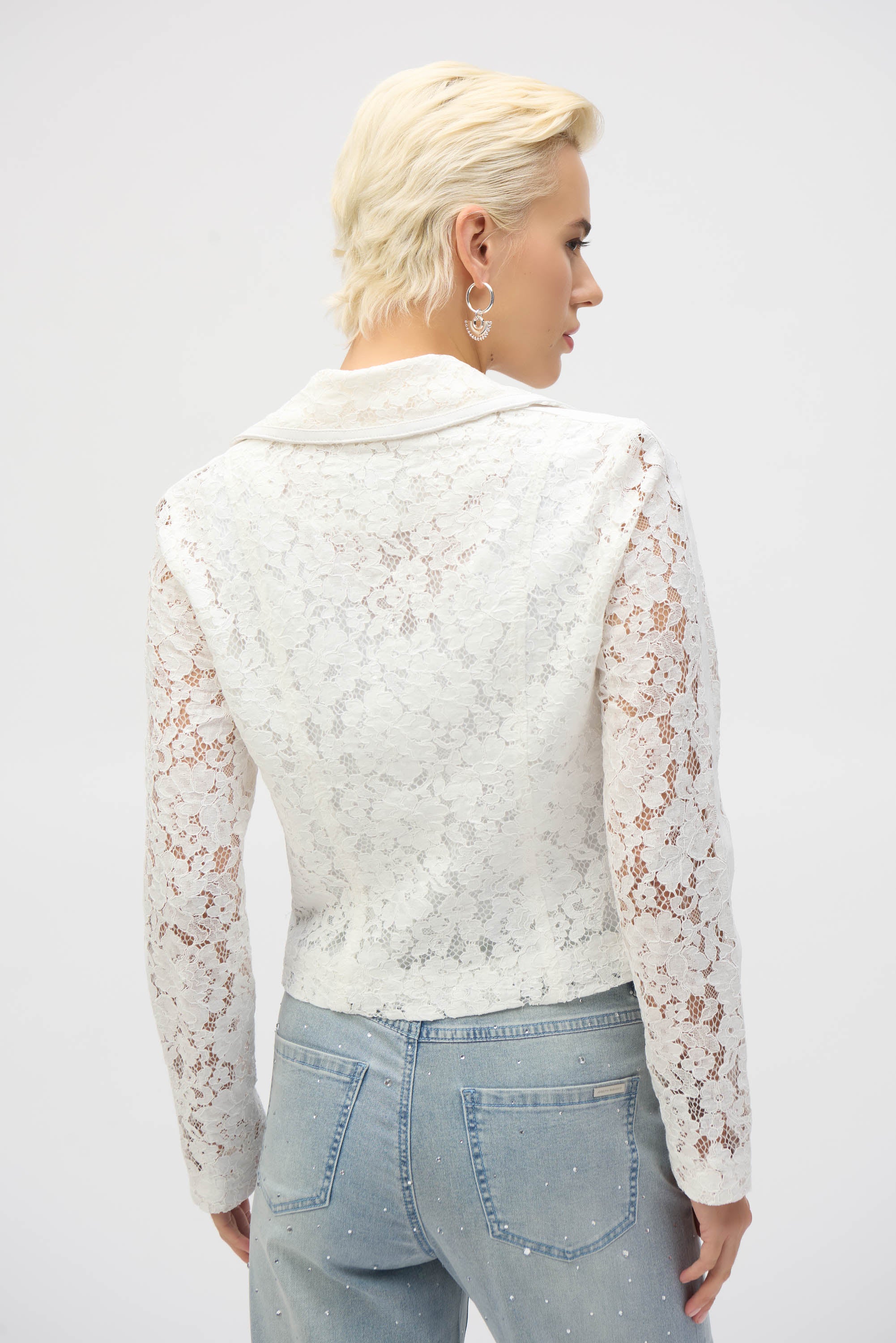 Chaqueta moto con encaje vainilla 252920