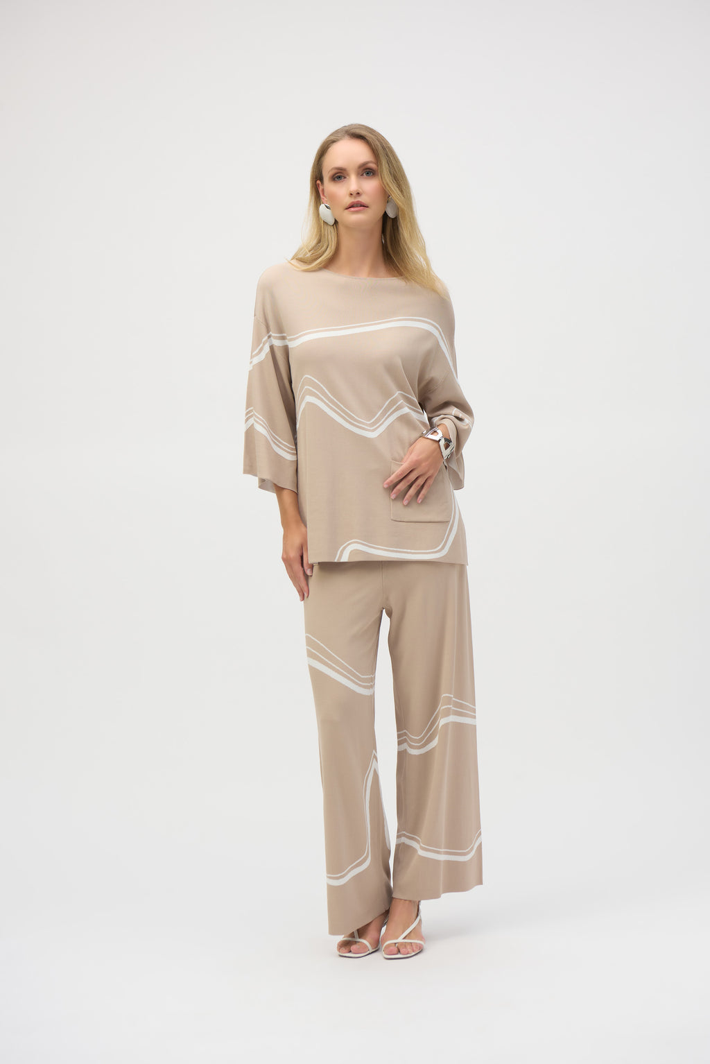 Pantalón culotte líneas abstracto beige duna 252931