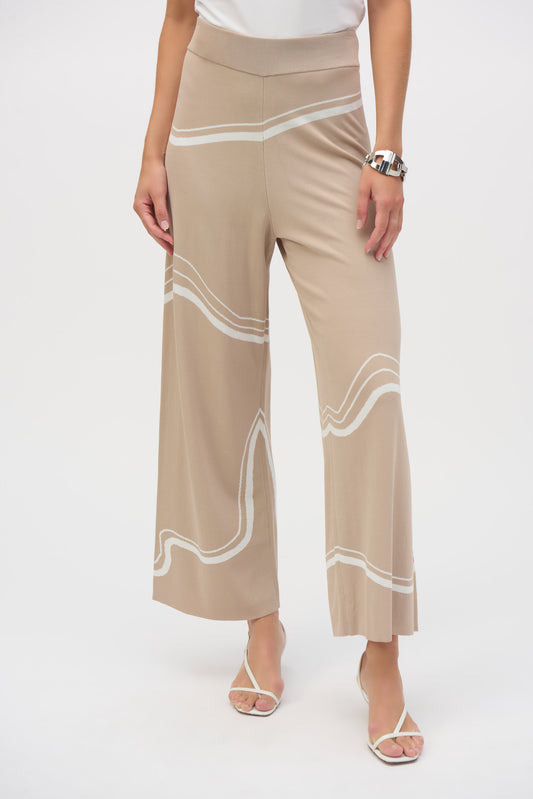 Pantalón culotte líneas abstracto beige duna 252931