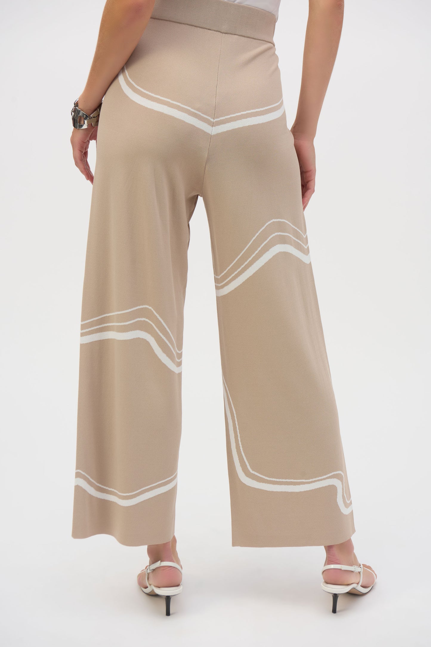 Pantalón culotte líneas abstracto beige duna 252931