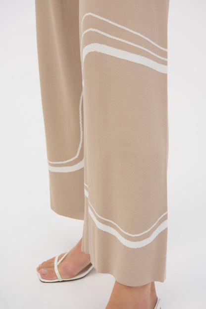 Pantalón culotte líneas abstracto beige duna 252931