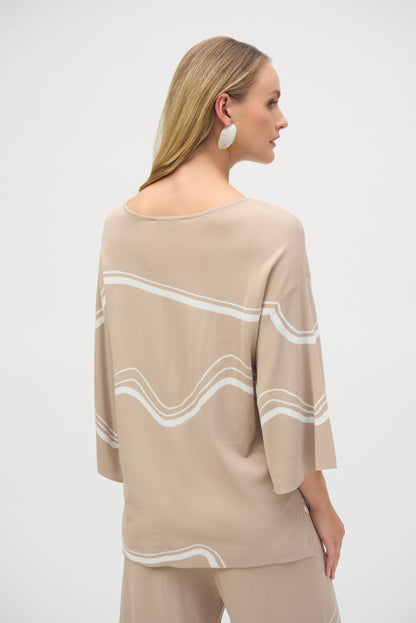 Jersey de punto líneas abstractas beige duna 252932
