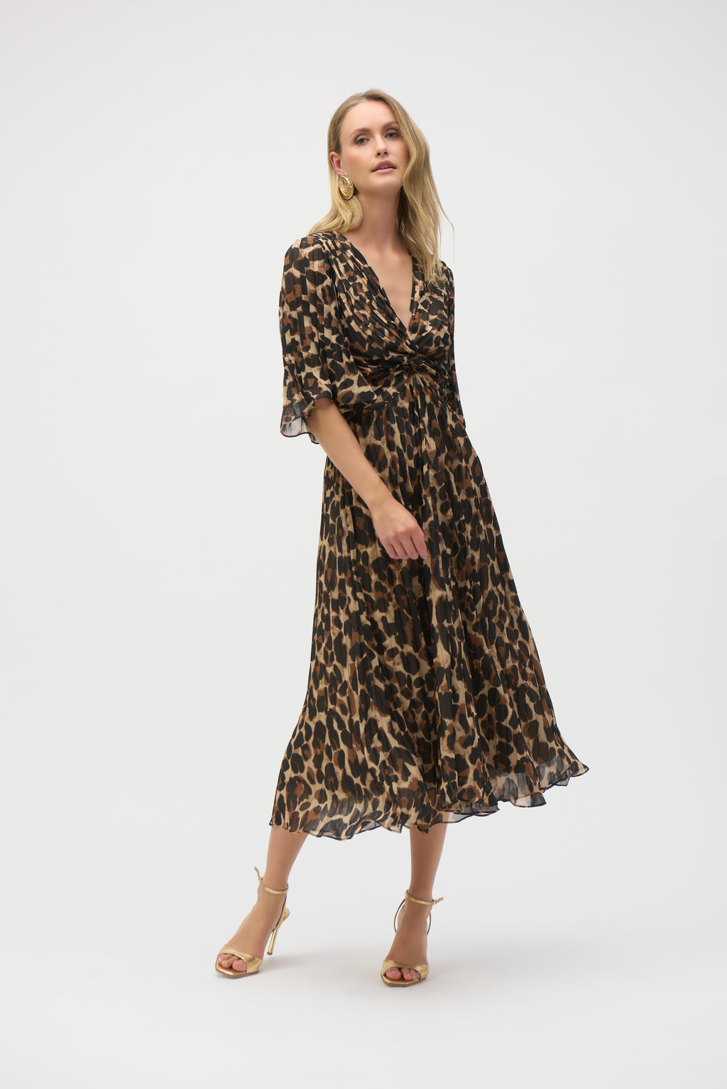 Vestido acampanado de gasa de animal print 252935