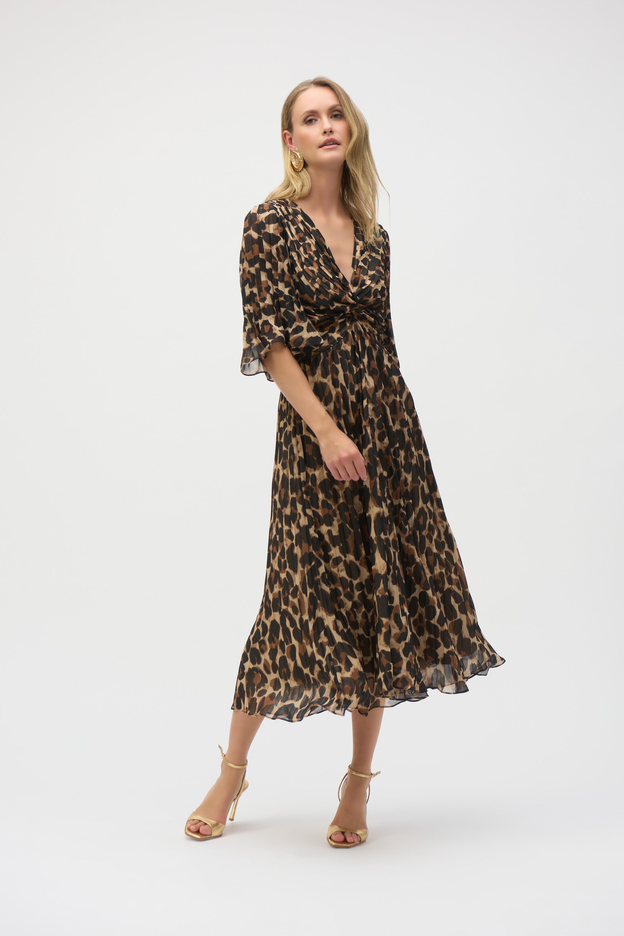 Vestido acampanado de gasa de animal print 252935