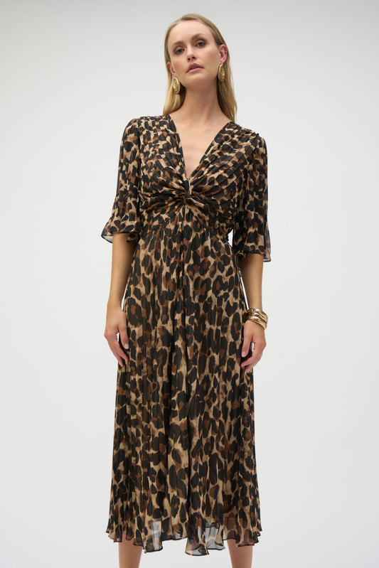Vestido acampanado de gasa de animal print 252935