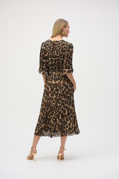 Vestido acampanado de gasa de animal print 252935