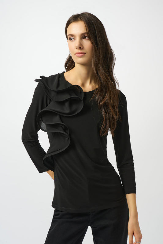 Blusa ajustada con volantes negro 253047