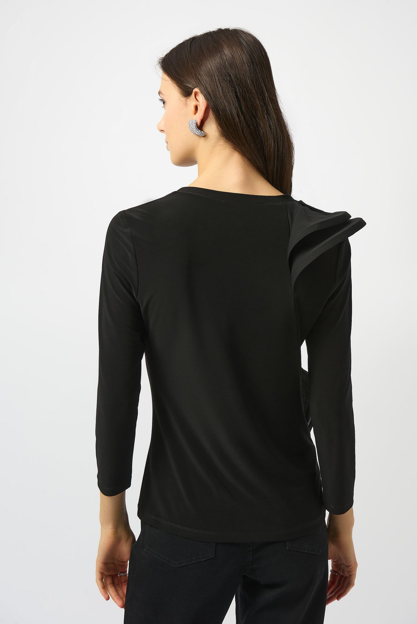 Blusa ajustada con volantes negro 253047