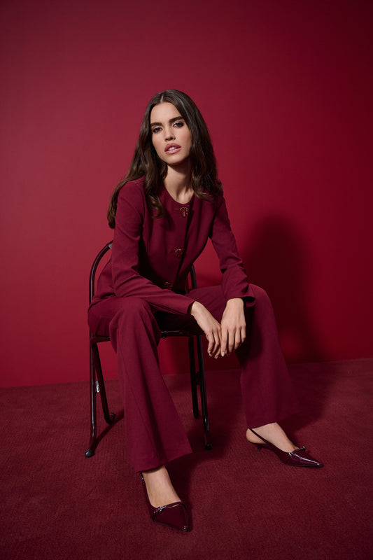 Blazer con botones metálicos rojo merlot 253071