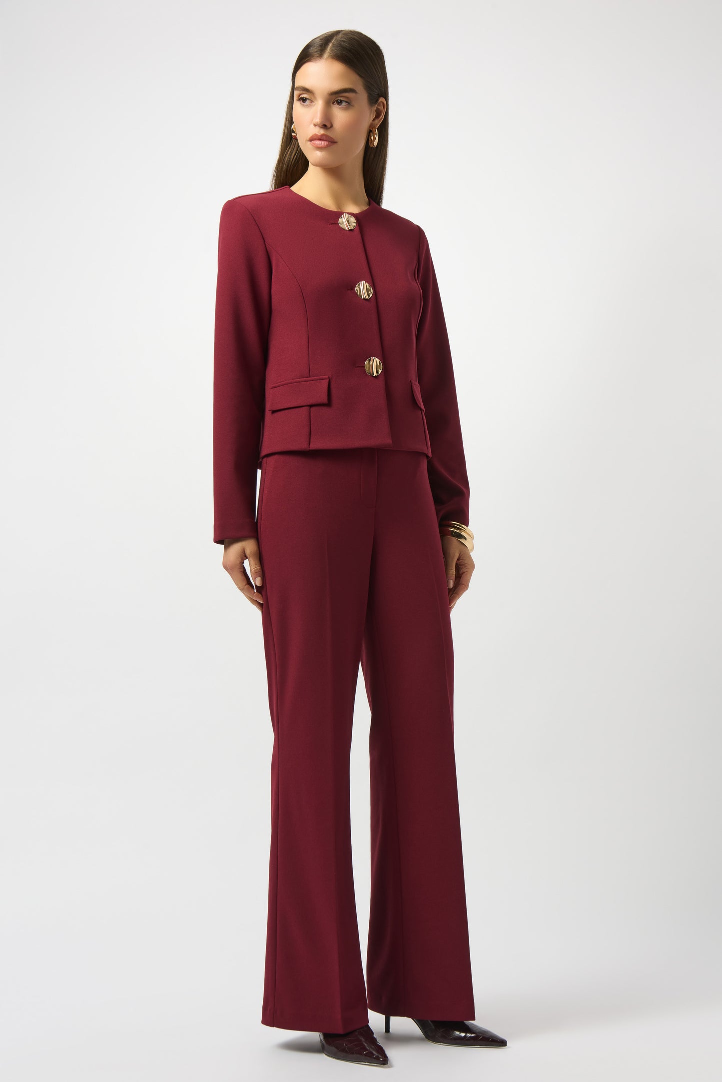 Blazer con botones metálicos rojo merlot 253071