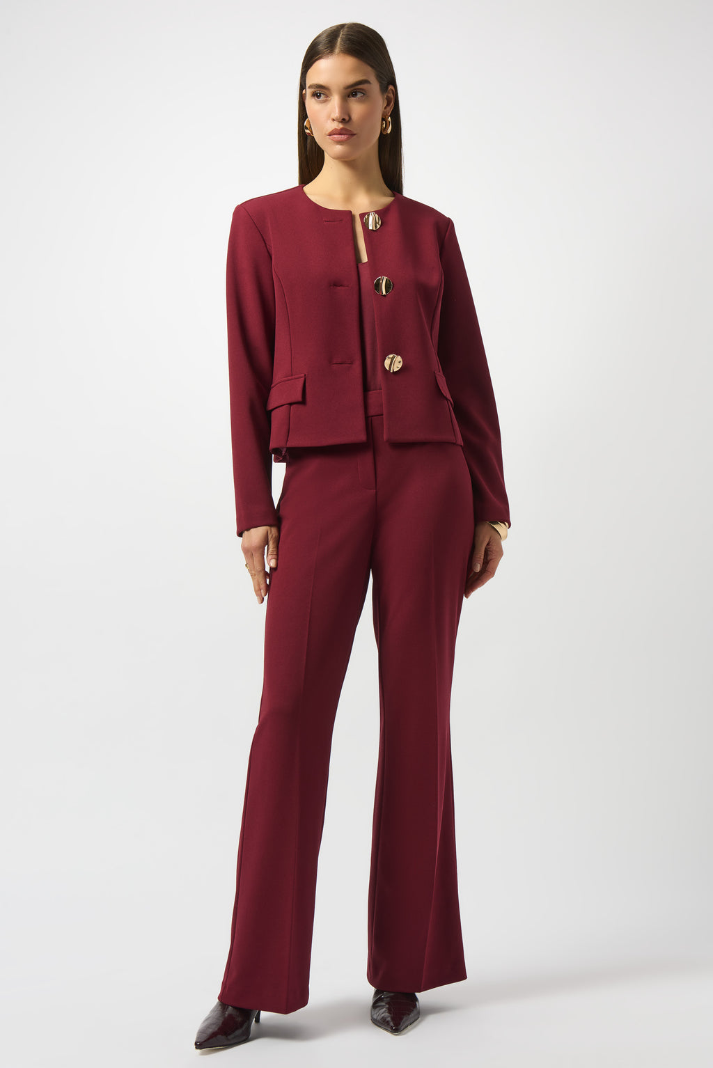Blazer con botones metálicos rojo merlot 253071