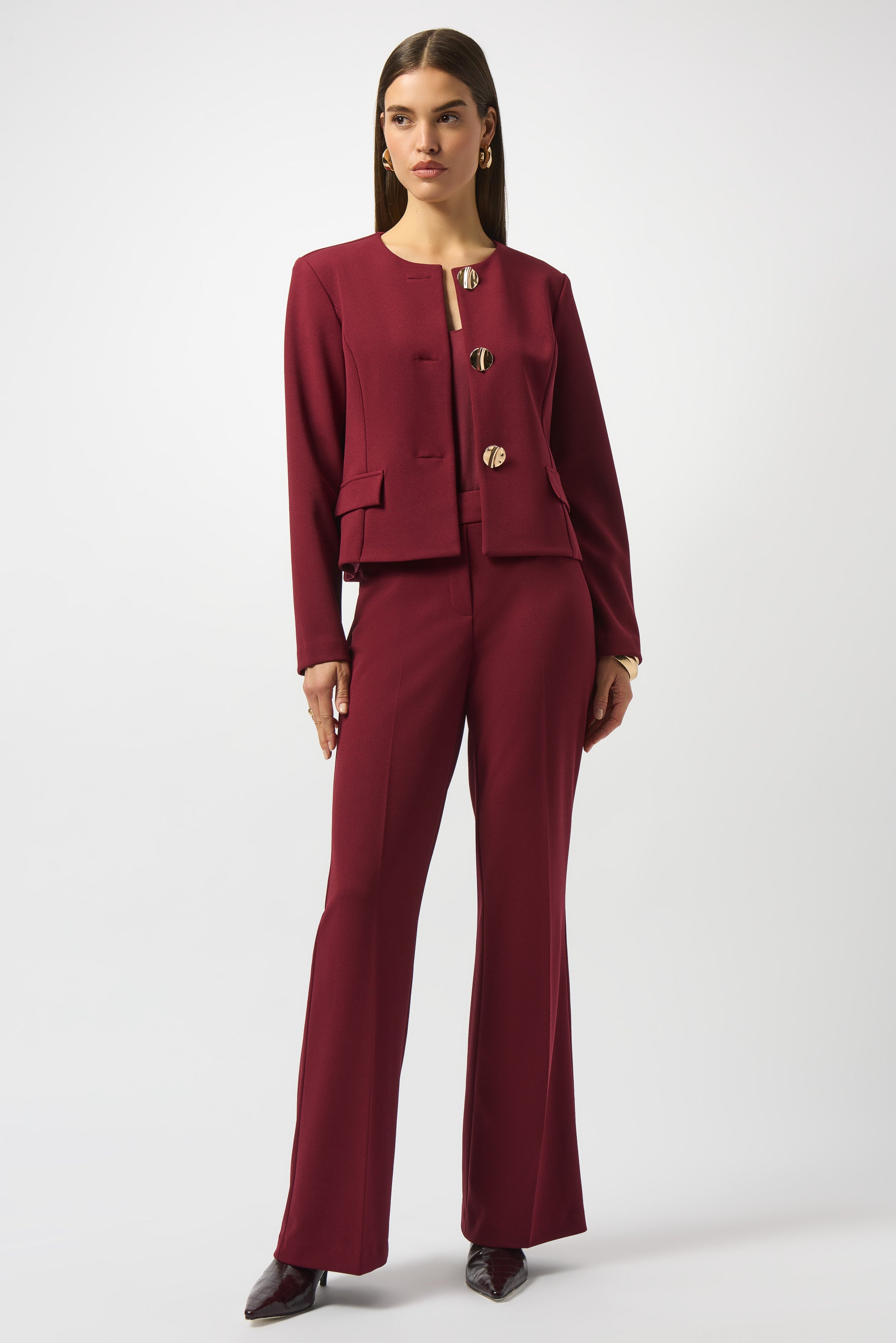 Blazer con botones metálicos rojo merlot 253071
