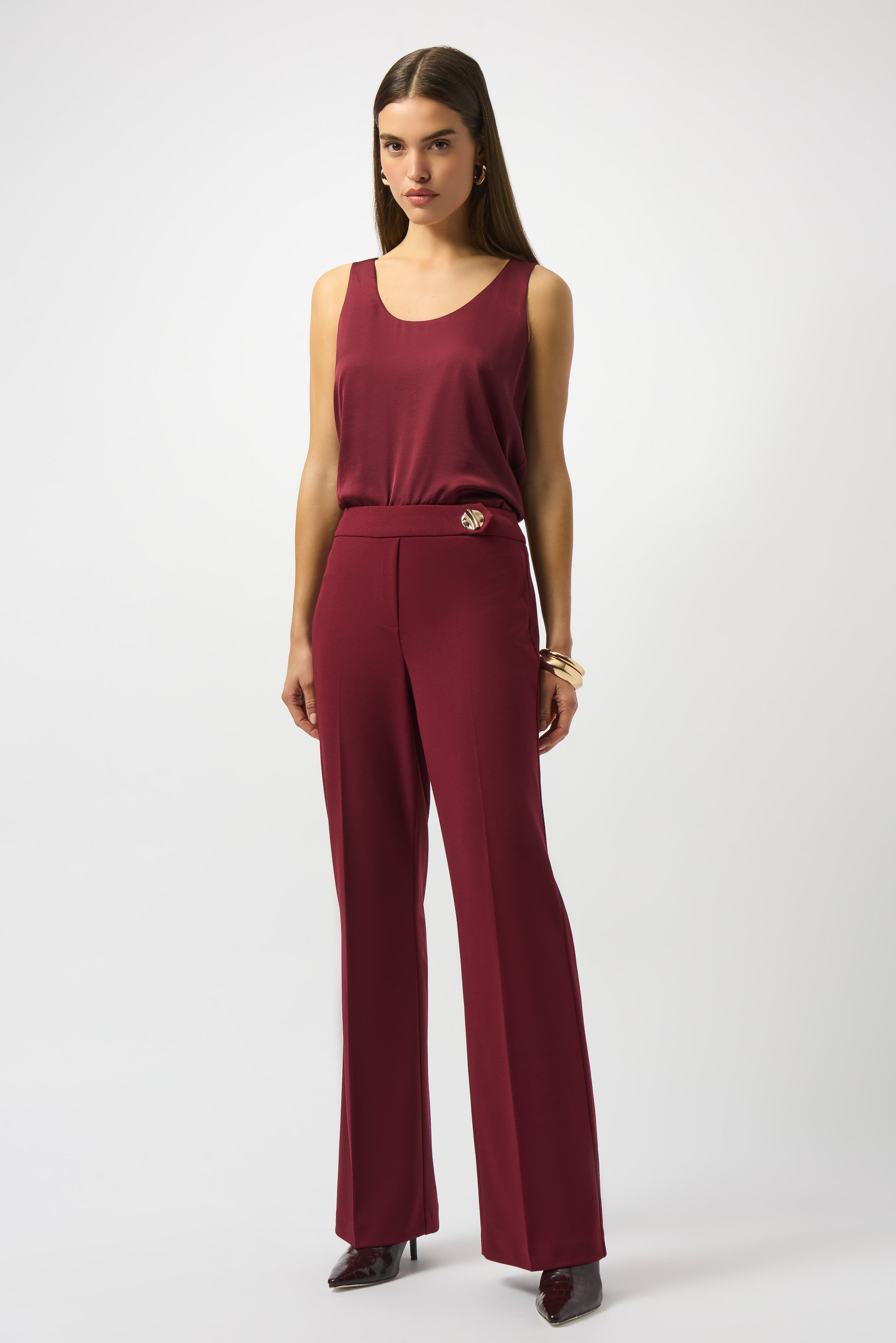 Pantalón de pierna ancha rojo merlot 253073