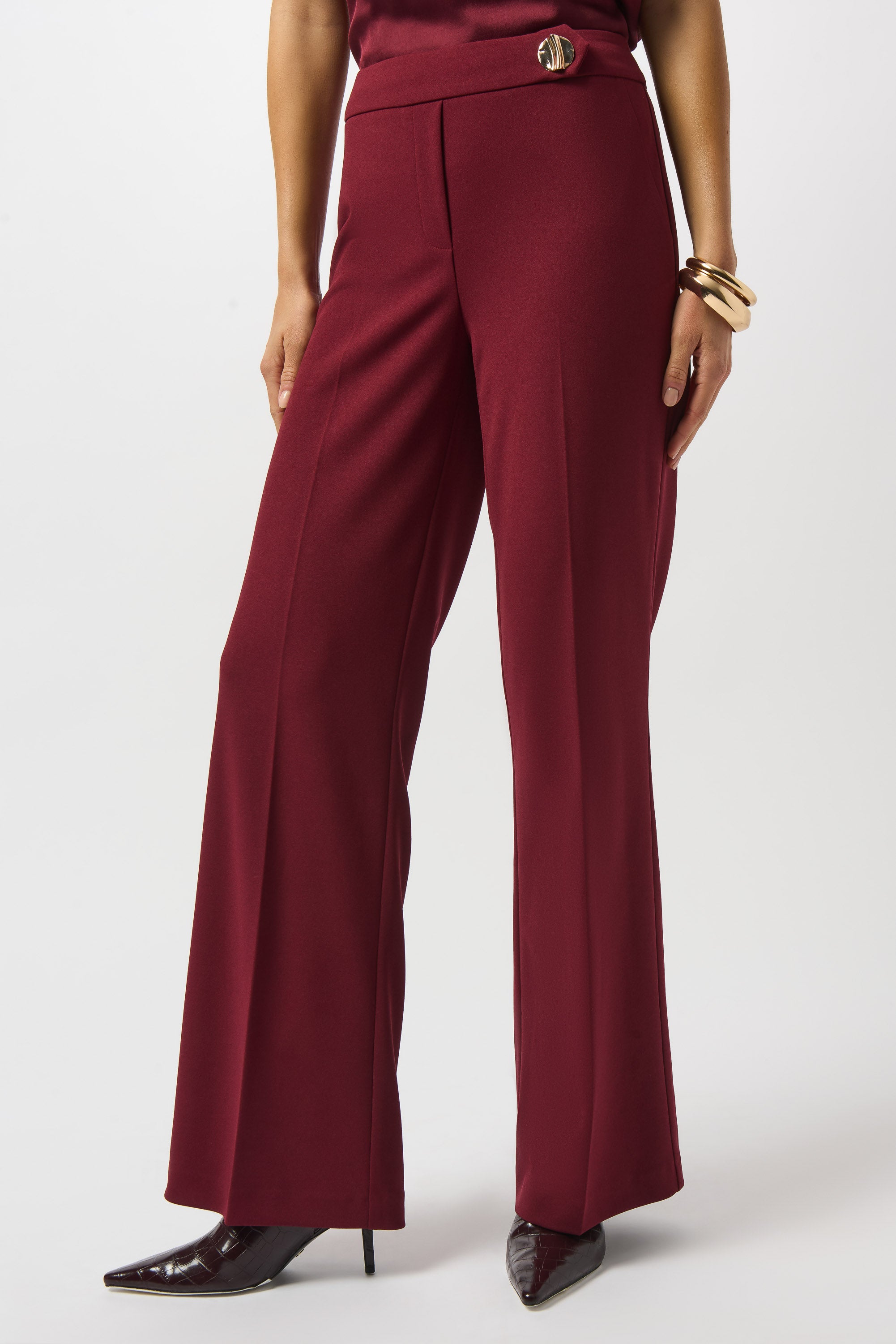 Pantalón de pierna ancha rojo merlot 253073