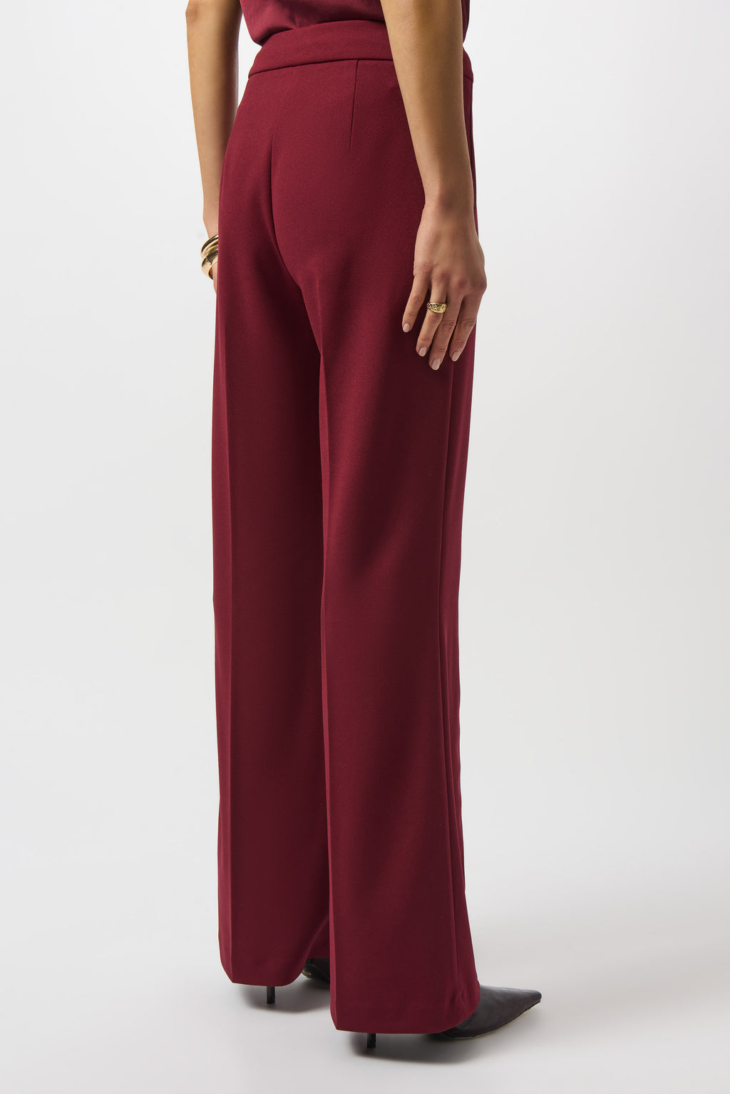 Pantalón de pierna ancha rojo merlot 253073