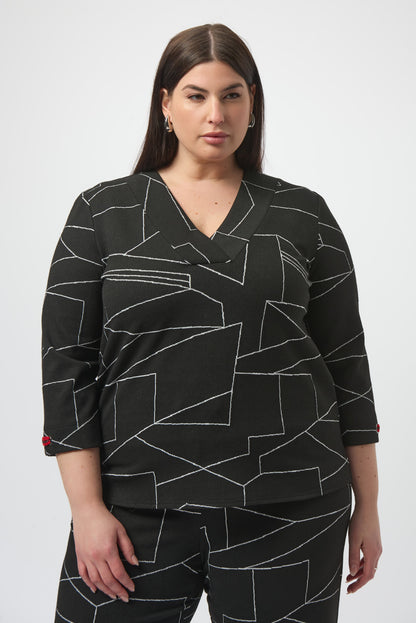 Blusa con estampado abstracto negro 253079