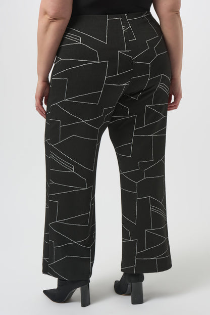 Pantalón de pierna ancha con estampado abstracto negro 253080