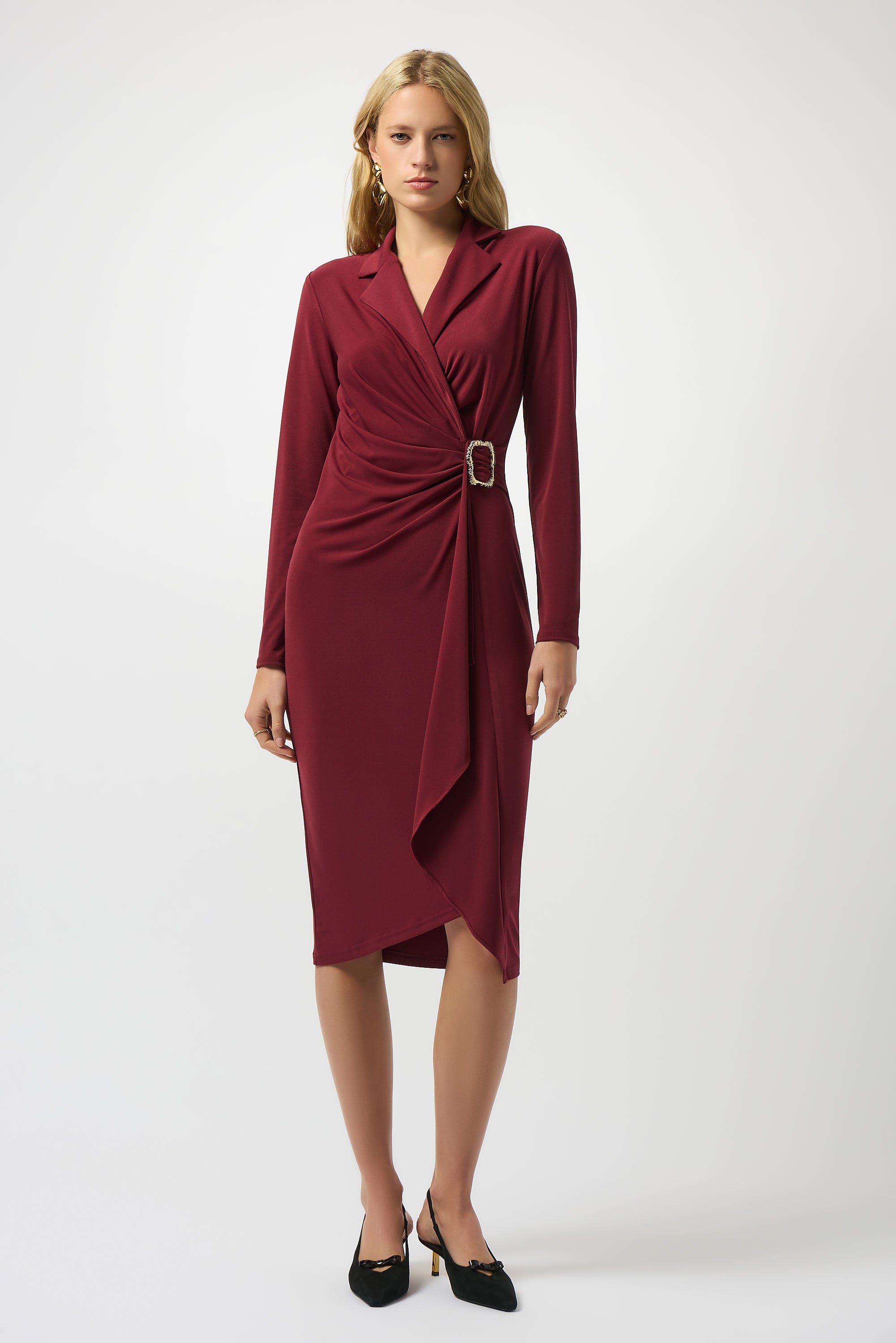 Vestido cruzado rojo merlot 253145