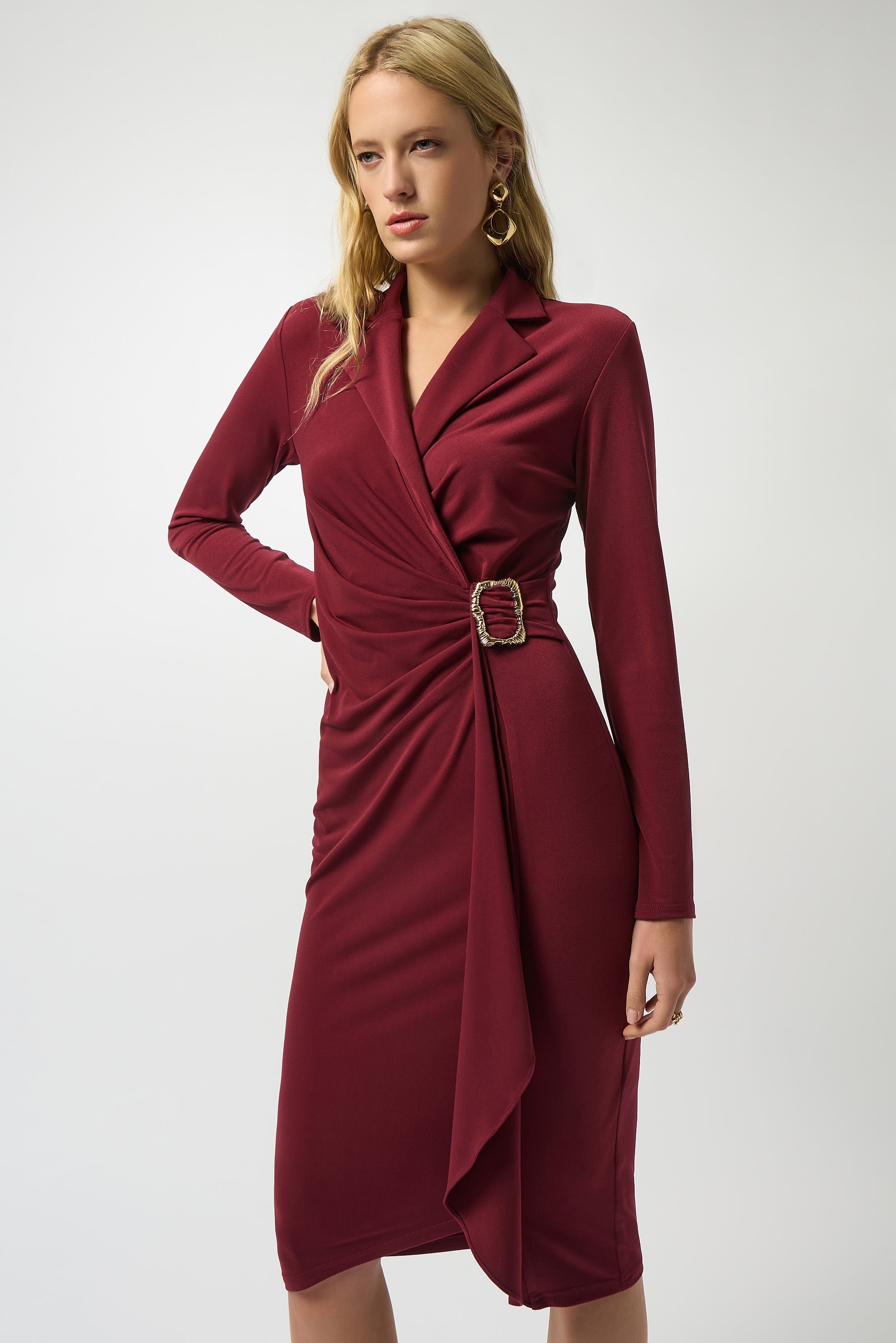 Vestido cruzado rojo merlot 253145