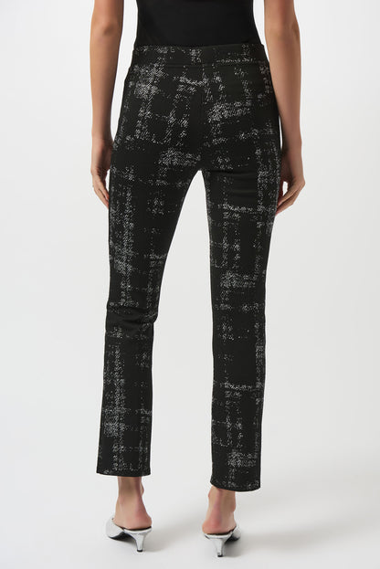 Pantalones ajustados con estampado de tartán negro 253179
