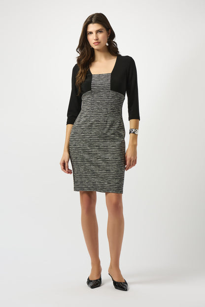 Vestido de tubo con estampado de cuadros gris y negro 253184