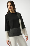 Blusa boxy de jacquard con bloques de color gris y negro 253236