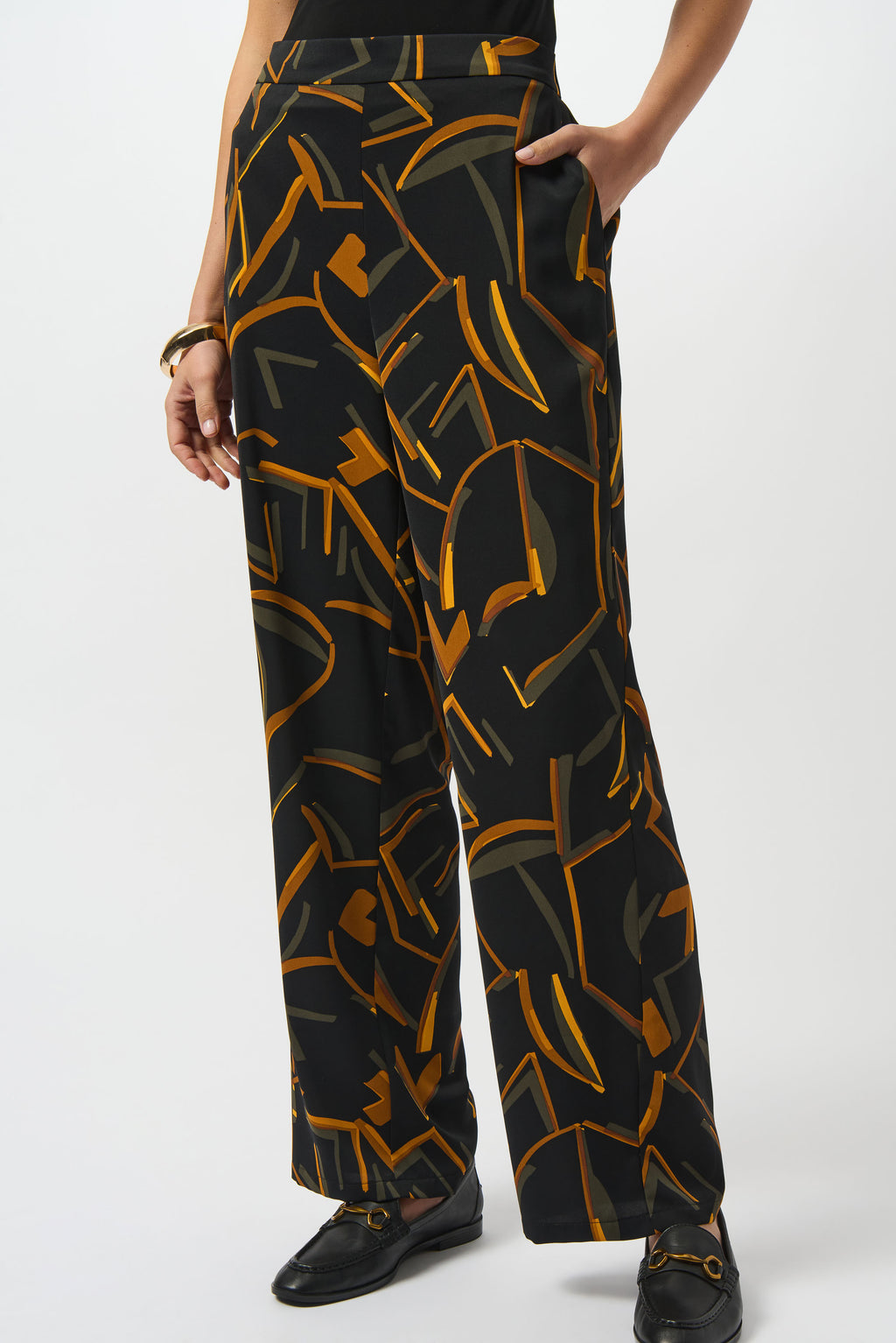 Pantalón de pierna ancha con estampado negro multicolor 253239