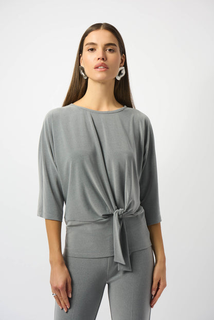 Blusa con detalle de nudo gris melange 253304
