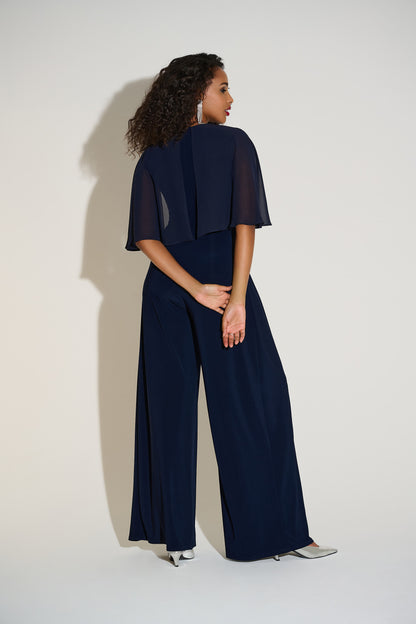 Jumpsuit de pierna ancha con capa azul marino 253723 | Signature