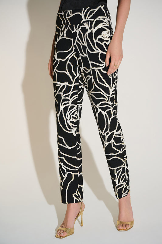 Pantalón ajustado floral con acabado metalizado negro 253784 | Signature
