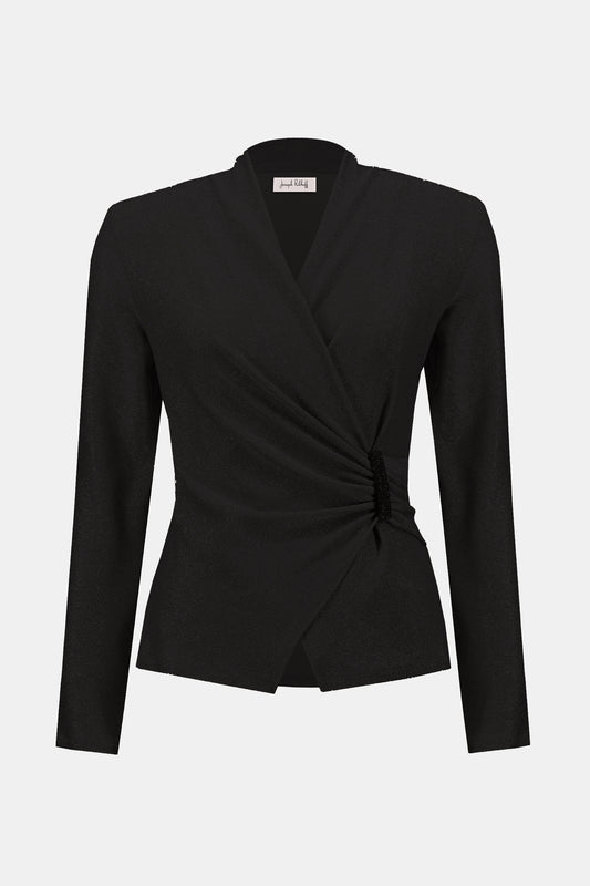 Blusa ajustada cruzada negro metálico 253789 | Signature