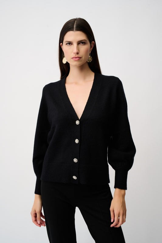Cardigan con mangas abullonadas negro 253906