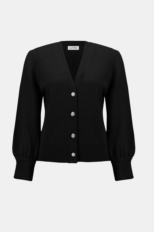 Cardigan con mangas abullonadas negro 253906
