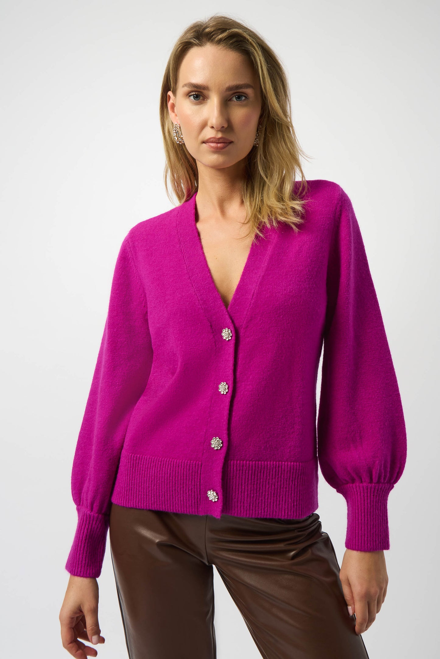 Cardigan con mangas abullonadas rosa cosmos 253906