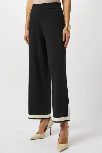Pantalón culotte de punto con bloques de color negro y vainilla 253910
